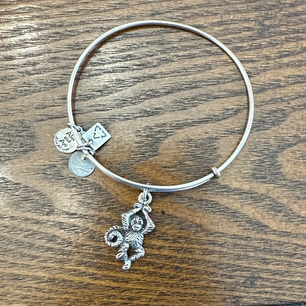 Alex and Ani Silver Monkey Charm Bracelet